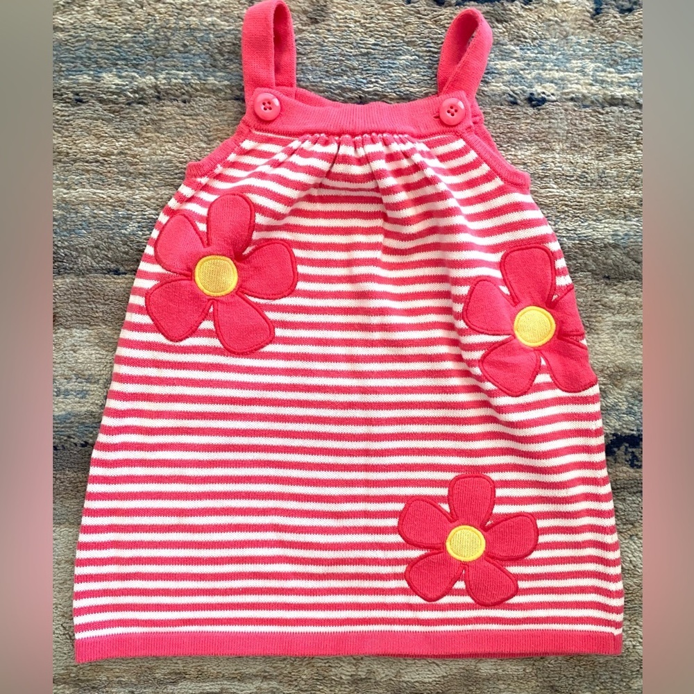 Gymboree Spring Smiles Flower/Stripes Cotton Sweater Knit Dress Jumper 18-24 mos
